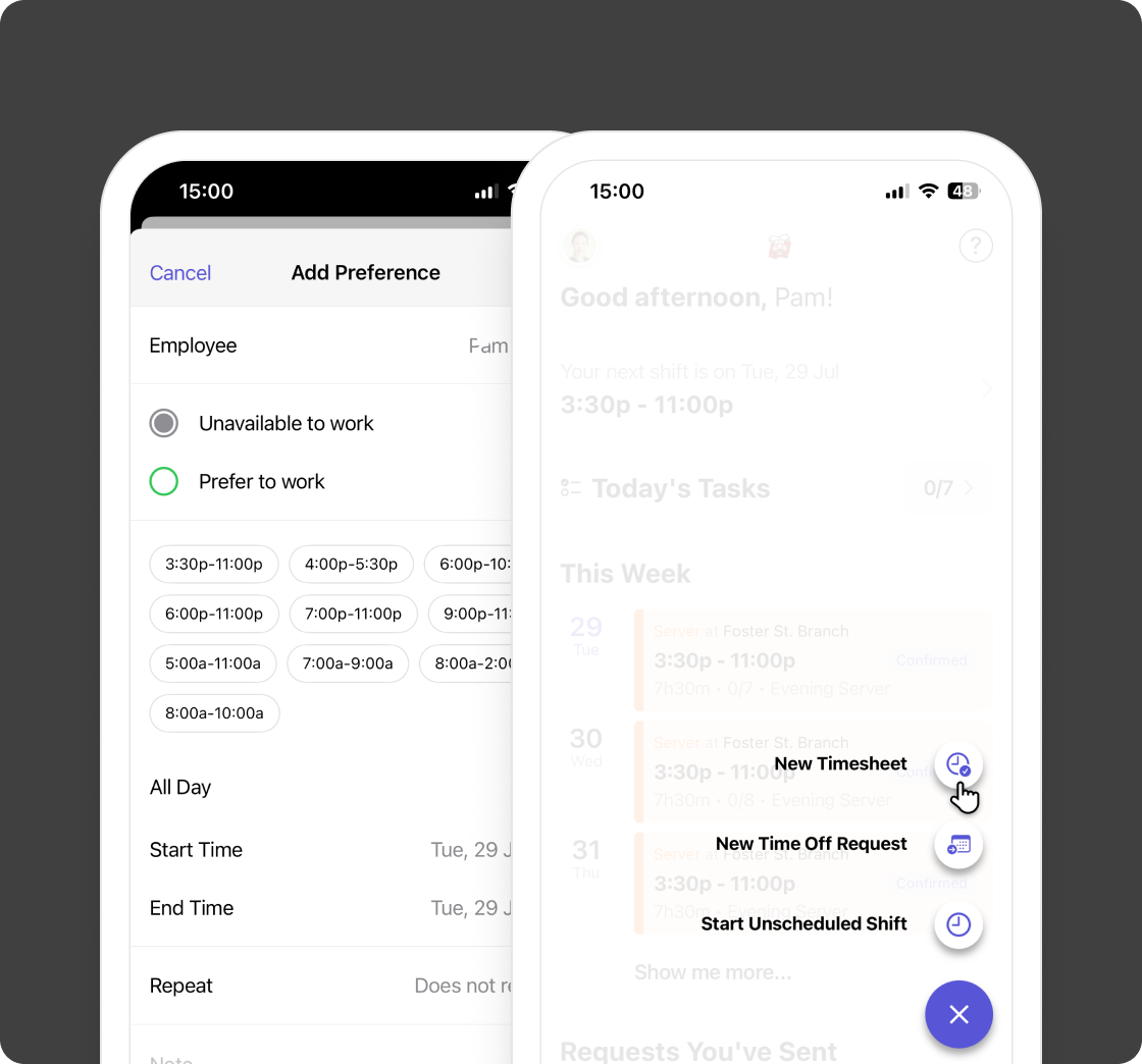 Scheduling software section
