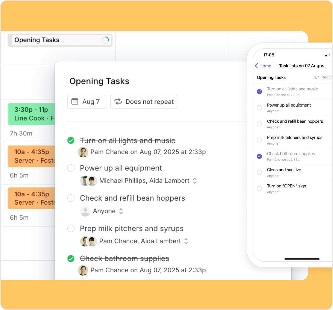Team task list in Camelo app