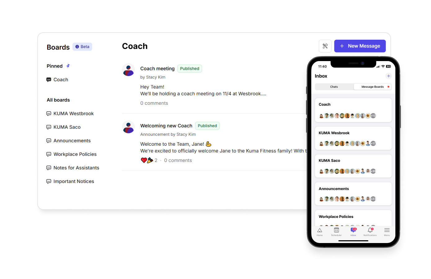 message boards on Camelo team communication app